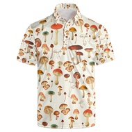 Funny Pattern 3D Print Summer Mens Button Down Collar Polo Shirts Casual Short Sleeve Oversized Tops