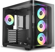 Iota C70 BK Curve ARGB Digital Mid-Tower Computer PC Gaming Case,Pre-Installed 4 ARGB 120 mm Fans,Re