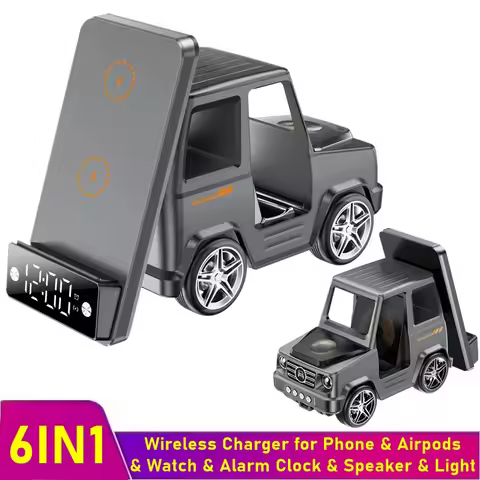 Alarm Clock Wireless Charger For Iphone 11 12 13 14 15 16 Pro Max Bluetooth Speaker Charging Station