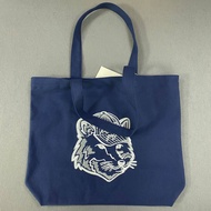 Maison Kitsune ขายดีหัวจิ้งจอกขนาดใหญ่ปักลายผ้าใบลายพิมพ์กระเป๋าทรงสี่เหลี่ยมมีหูหิ้วสะพายไหล่กระเป๋