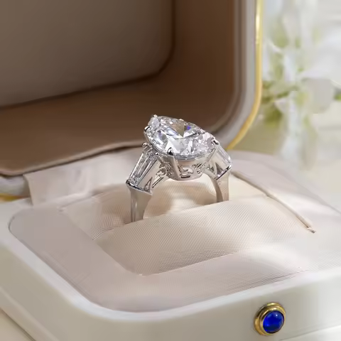 18K Gold Solitaire Diamond Ring Custom Fine Ring Jewelry 7CT F VVS2 Pear Cut Lab Grown Diamond Ring