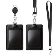 1 PC PU Leather ID Card Holder Work Card Access Card Holder Meal Card Easy Snap Stretch Card Holder