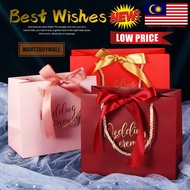 Ribbon Tote Paper Door Wedding Majlis Kahwin Door Gift Bag Candy Box Handle Ins Goodies Party Color Kraft Packaging Beg