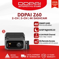 DDPAI Z60 4K GPS UHD Dashcam Front & Rear | 3-Channels Dashcam | 4G Connectiviy Dashcam | Supercapac