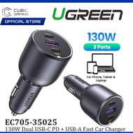 UGREEN EC705 FAST CAR CHARER 130W DUAL USB-C PD + USB-A  130W/ PD 3.0+QC 4.0/ SUPPORT SAMSUNG 45W/HU