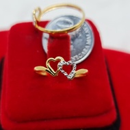Murni Mewah Emas916, Cincin Rh Double Love Small 7719 0.7 cm Pd