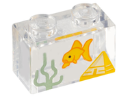 LEGO PARTS (GENUINE) 3065pb22 Brick 1 x 2 Fish Tank with Goldfish Sand Green Seaweed and Yellow Pyramid Pattern