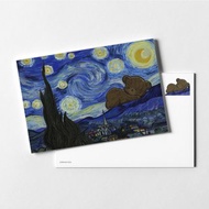 Bear in Starry Night Art Parody Postcard