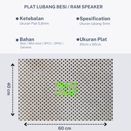 Plat Besi Bolong Ram Speaker 60 cm x 40 cm lubang 5 mm