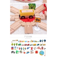 iekoolWooden Train Track Luxury Oversized Set Compatible with Wooden Thomas Small Train Track Toys