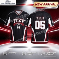 Kpop ITZY Midzy Yeji 05 Color Block V Neck Sports Jersey Breathable Top Family Matching Parent Child