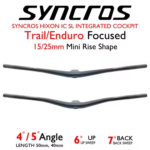 SYNCROS Hixon IC SL Carbon Integrated Cockpit MTB Handlebar 4°/5°,15/25mm Rise for Sparks Frame, XC 