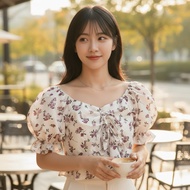 GIRLFASHIONSTORY ORIGINAL DEROSE SMOCK SABRINA TOP