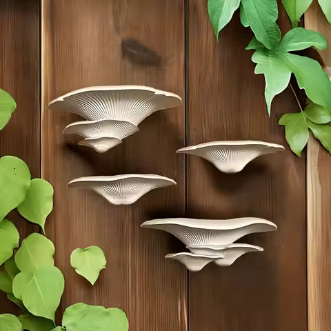3-Tier Mushroom Shaped Wall Shelf, White Resin Floating Wall Mount Shelves, Creative Oyster Mushroom