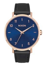 Nixon Women's A10912763 Arrow Leather Analog Display Japanese Quartz Black Watch