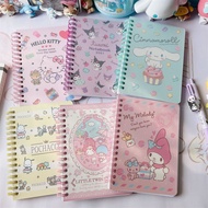 สมุดโน๊ตน่ารัก Sanrio อนิเมะ Hello Kitty Kuromi Cinnamoroll Office โน๊ตบุ๊คคู่มือ A6การ์ตูน PP ขดหนั