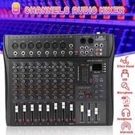 LEORY Professional 9 Channel Console Studio Audio Mixer USB bluetooth DJ Sound Mixing for Family KTV