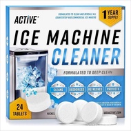 Ice Machine Cleaner Maker Descaler - 24 ACTIVE Clean Tablets Compatible with Frigidaire, Opal, GE Pr