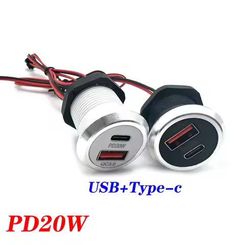 Desktop Hidden Integrated USB Charger 9V/2A 5V/3A 1 USB 1 Type-C Mini Fast Charging Car Charger Car