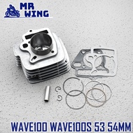 ชุดเสื้อสูบ WAVE100 WAVE100S เสื้อสูบ + ลูกสูบ + แหวนสูบ 50 53 54 56 มิล เสื้อลูกสูบเเต่ง สำหรับ เว