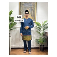 BAJU MELAYU JOHOR PLUS SIZE NAVY BLUE BAJU MELAYU LEHER BULAT BAJU MELAYU TELUK BELANGA BAJU MELAYU 