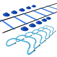 Enhong Hurdle Set Mini Hurdles (6 pieces) with Ladder and 10 Marker Cones Training Set (Blue)