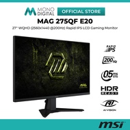 MSI 27" MAG 275QF E20 WQHD (2560x1440p @200Hz) LED Rapid IPS LCD Gaming Monitor (0.5ms, Input: HDMI+