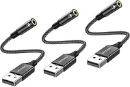 MOSWAG USB to Audio Jack Adapter 0.65Feet/20cm,External Sound Card Jack Audio Adapter with 3.5mm Aux