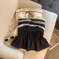 89861 Lace Stitching Laced-up Bow Design Tube Top