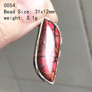 [ESSVE] Natural Red Ammonite Ammolite Pendant Light Gemstone Green Ammolite 925 Sterling Silver Wome