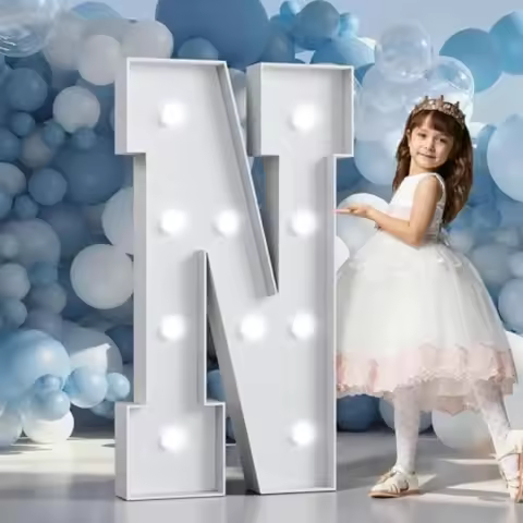 Marquee Letter N White Foam Board 13.37x5.1in Cool White LED Light Decorative Signage for Indoor and