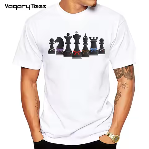 New Fashion Jiu-jitsu Human Chess with bjj belts Print Men T-Shirt Hipster The Master Tee Short Slee