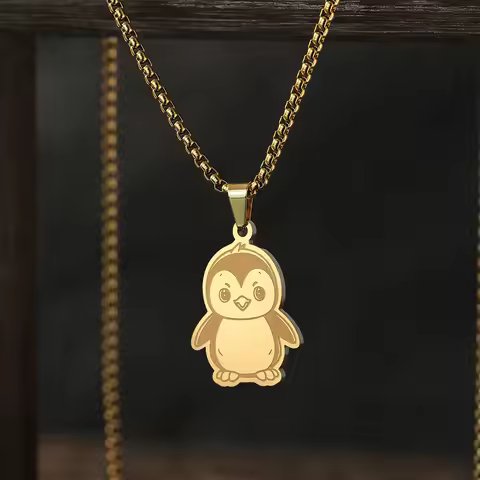 Kinitial Stainless Steel Penguin Necklace For Women Lovely Vivid Animal Penguin Pendant Necklace Tre