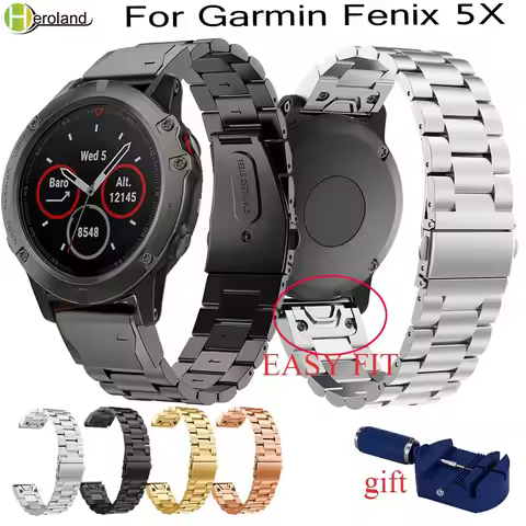 Stainless Steel Watch Band Strap For Garmin Fenix 5X 5x Plus for Garmin Fenix 3 3 HR 26mm Metal Repl