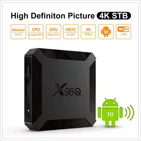 X96Q Smart TV BOX Android 10.0 OS 2.4G WiFi Quad Core 2GB RAM 16GB ROM Youtube Media Player Set Top 