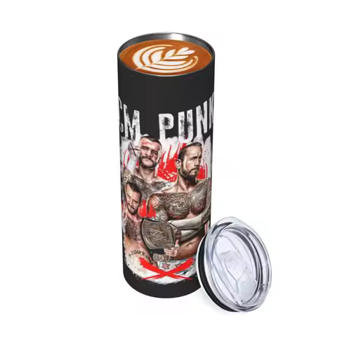 CM Punk WWE Stainless Steel Tumbler Vacuum Insulated Mug Thermal Cold Bottle Straw With Lid 20oz