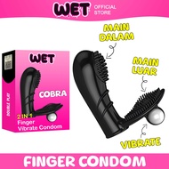 [ SPIKE FINGER ] WET STORE Cobra Double Head Vibrate Spike Finger Condom Crystal Dotted Spike Finger Silicone Condom Finger Sleeve Reusable Condom Washable Kondom Berduri Bearing Kondom Jari For Adult Toy Man Sex Toy Female Vibrator G Spot Massager