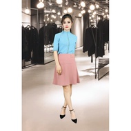 One-layer pink slip skirt with A-shaped slit and 2 decorative buttons VDS3081HODO