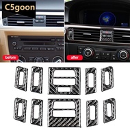 C5GOON 5Pcs Carbon Fiber Car Interior Auto Interior Sticker Central Air Vent Outlet Trims Accessory 