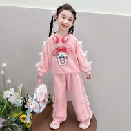 HYS Girl Outfit T Shirt For Kids Girl Pants For Kids Girl Sut Musim Bunga Coulomi Perempuan Set Baju