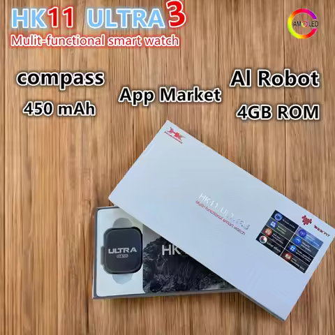 2025 NEW HK11 Ultra 3 Smart Watch Amoled Screen Compass AI Translate Answer Call TWS Connect Voice W