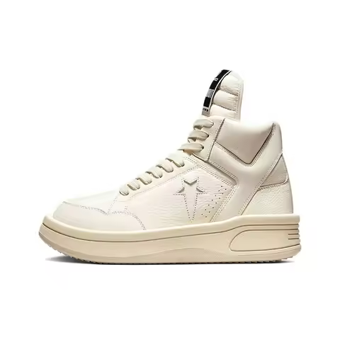 Rick Owens DRKSHDW X Converse TURBOWPN Skateboard Shoes Unisex Mid Top Ivory White 172343C
