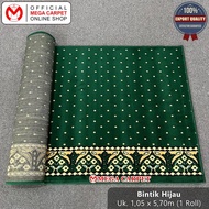 HIJAU Roll Prayer Rug Mosque Carpet/ Prayer Room Carpet/ [Green Dots]