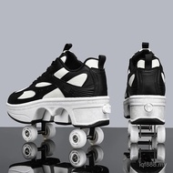 Double-Row Deform Wheel Automatic Walking Shoes Invisible Deformation Roller Skate 2 in 1 Removable 