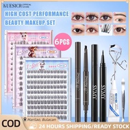 6PCS Fishtail False Eyelashes Set lash cluster False Eyelashes With Glue Self-adhesive glue free +