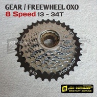 Gear Belakang Freewheel 8 Speed 13 - 34T Drat Ulir Oxo Megarange