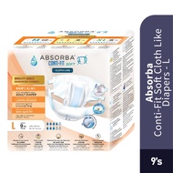 ABSORBA Conti-Fit Clothlike Diapers 9'S - L HTM Pharmacy