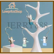 JERRY888 1pc Multifunctional Metal Clip With Hanging Hook, Stainless Steel Clothes Drying Clip
