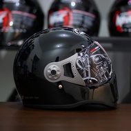 HBC CAKIL PILOT HELMET | SOLID BLACK GLOSSY | FULLFACE RETRO HELMET