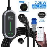 AFYEEV 7200W Portable Type2 IEC62196-2 EV Charger Type2 Electric Car Charger EVSE Charging Cable Wal